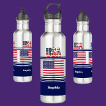 Personalised USA Patriotic Flag  710 Ml Water Bottle<br><div class="desc">Personalised USA Patriotic Flag stainless steel water bottle. Customise it with your name for a chic girly unique look.</div>