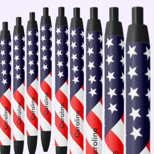 Personalised USA Patriotic Flag Black Ink Pen