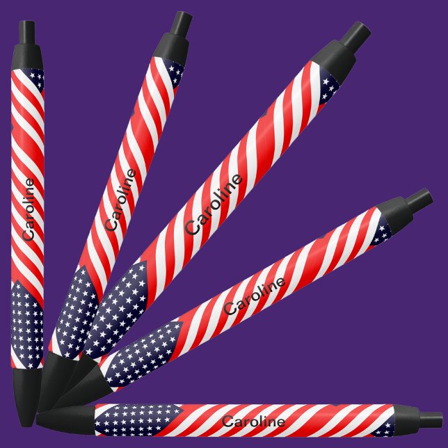 Personalised USA Patriotic Flag Black Ink Pen (Creator Uploaded)