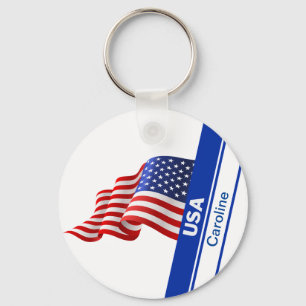 Personalised USA Patriotic Flag Key Ring