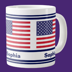 Personalised USA Patriotic Flag Large Coffee Mug