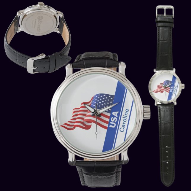Personalised USA Patriotic Flag Watch (Creator Uploaded)