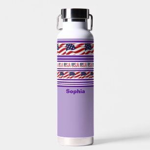Personalised (USA) United States Patriotic Flag Wa Water Bottle