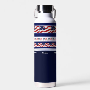 Personalised (USA) United States Patriotic Flag Water Bottle
