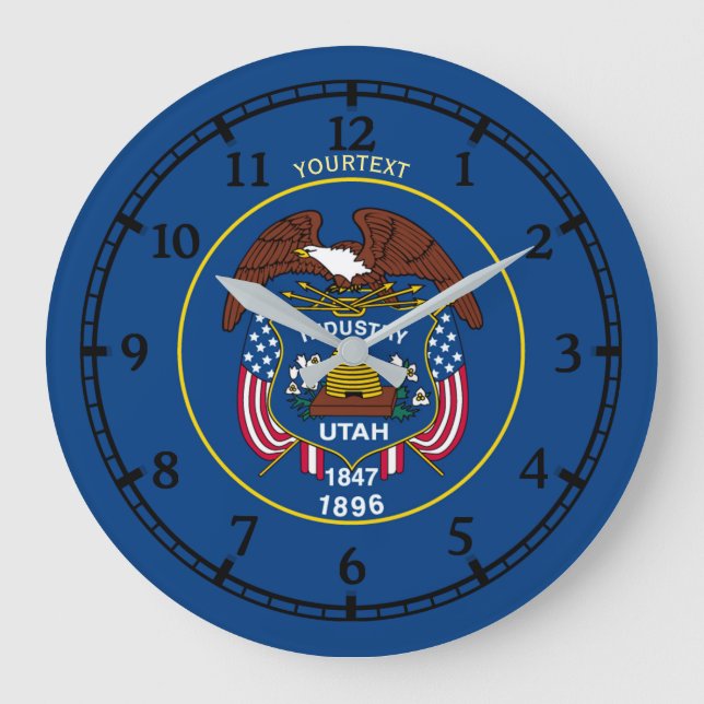 Personalised Utah State Flag Design on a Large Clock (Front)