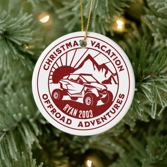 Personalised UTV off-road Christmas Holiday red Ceramic Tree Decoration (Tree)