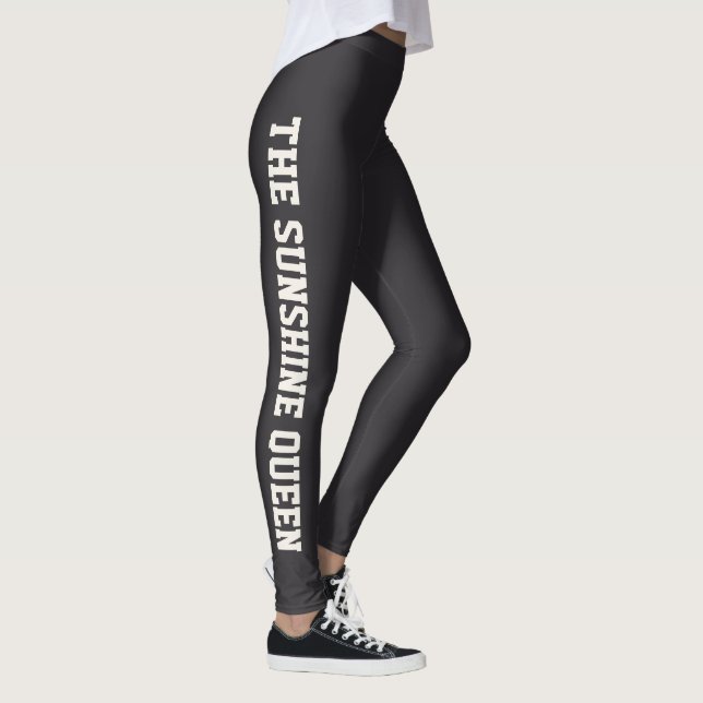 Personalised Vacation Classy Dark Grey Solid Ivory Leggings (Right)