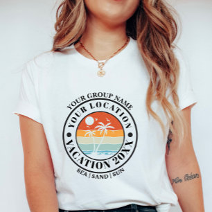Personalised Vacation Palm Badge, Group Vacation T-Shirt