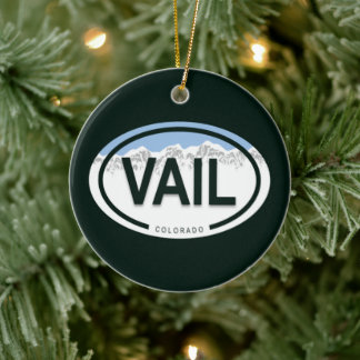 Personalised Vail Colorado Rocky Mountain Holiday Ceramic Tree Decoration