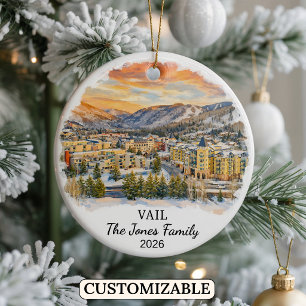 Personalised Vail Ornament, Custom Colorado State Ceramic Tree Decoration