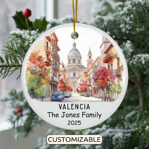 Personalised Valencia Ornament, Spain Ceramic Tree Decoration