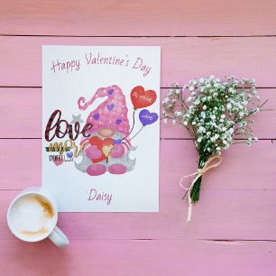 Personalised Valentine Gnome Card