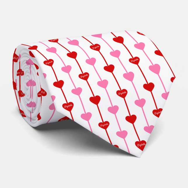 Personalised Valentine Hearts Tie (Rolled)