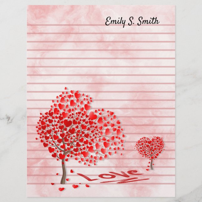 Personalised Valentine Lined Romantic Letter Paper (Front)