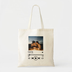 Personalised Valentine Photo Song Playlist Tote Bag