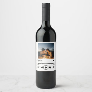 Personalised Valentine Photo Song Playlist Wine Label