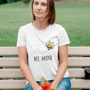 Personalised Valentine Quote - Bee Mine Cartoon T- T-Shirt