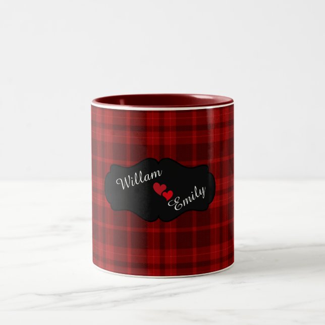 Personalised Valentine Red Heart  Two-Tone Coffee Mug (Center)