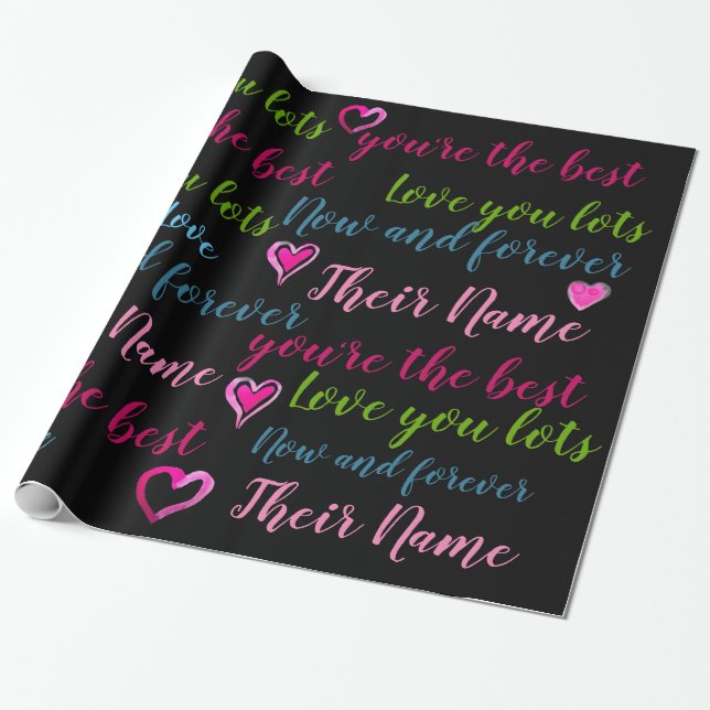 Personalised VALENTINE - Words of Love TEXT Wrapping Paper (Unrolled)