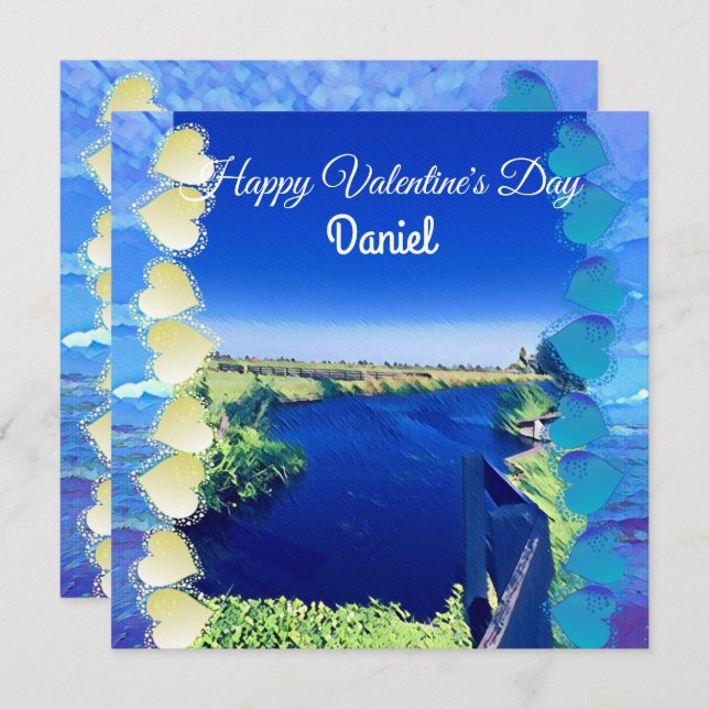 Personalised Valentines Blue Sky Canal Boyfriend  (Front/Back)