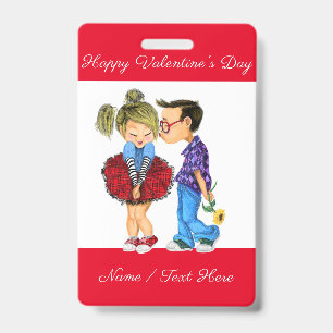 Personalised Valentine's Day Badge Custom Name ID Badge