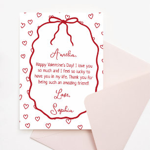 Personalised Valentine's Day Card - Cute Red Bow