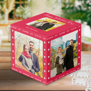 Personalised Valentine's Day Gift Red Multi Photo Cube