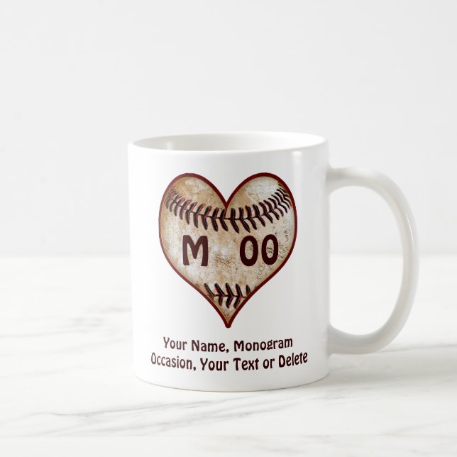 Personalised Valentines Day Gifts Baseball Player Coffee Mug (Right)