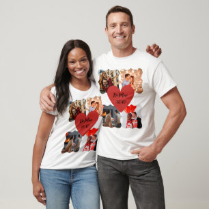 Personalised Valentines day heart 4 collage photo T-Shirt
