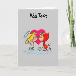 Personalised Valentine's day love devil angel Holiday Card