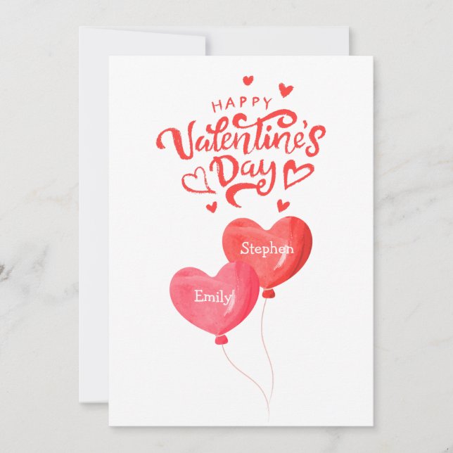 Personalised Valentine's Day Love Hearts Custom Holiday Card (Front)