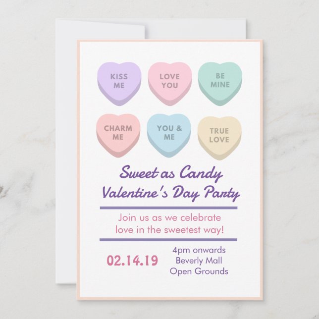 Personalised Valentine's day party invitation card (Front)