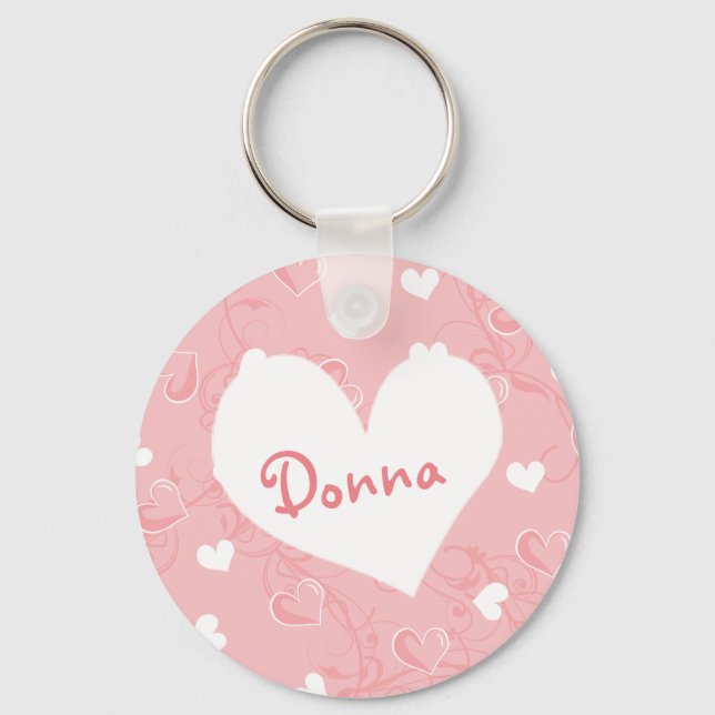 Personalised Valentine's Day Pink Hearts Keychain (Front)