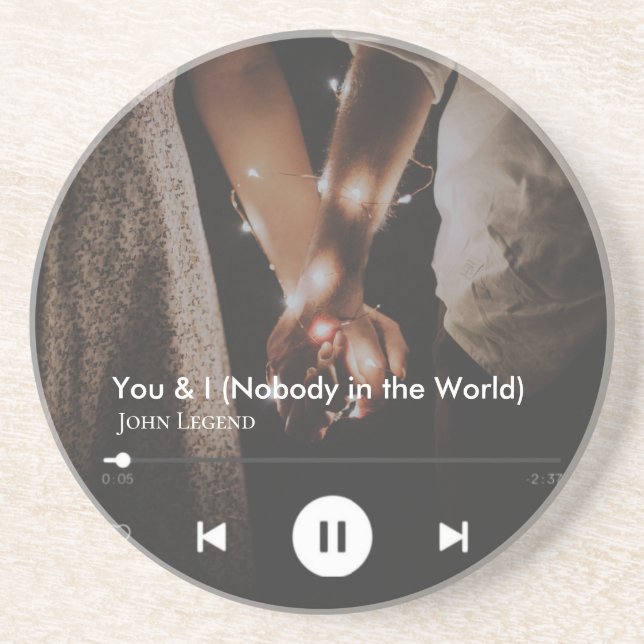  Personalised Valentine's Day Song Couple Photo  Coaster (Front)