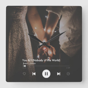 Personalised Valentine's Day Song Couple Photo Square Wall Clock