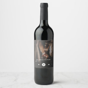 Personalised Valentine's Day Song Couple Photo Wine Label