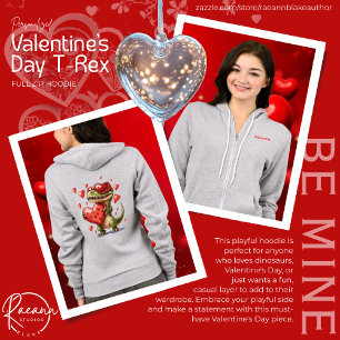 Personalised Valentine's Day T-Rex Full-Zip Hoodie