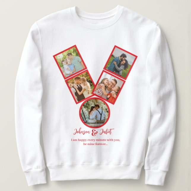 Personalised Valentines Day V-shaped Photo Collage Sweatshirt (Design Front)