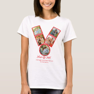Personalised Valentines Day V-shaped Photo Collage T-Shirt