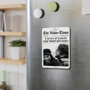 Personalised Valentines Gift Newspaper Magnet
