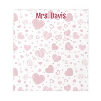 Personalised Valentine's Heart themed Red Notepad