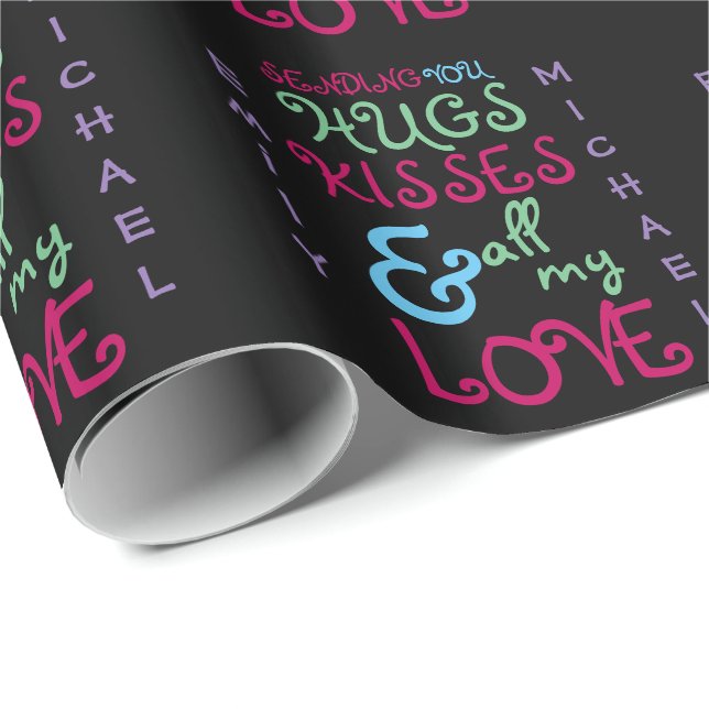 Personalised Valentines Modern Funky TEXT 2 Wrapping Paper (Roll Corner)