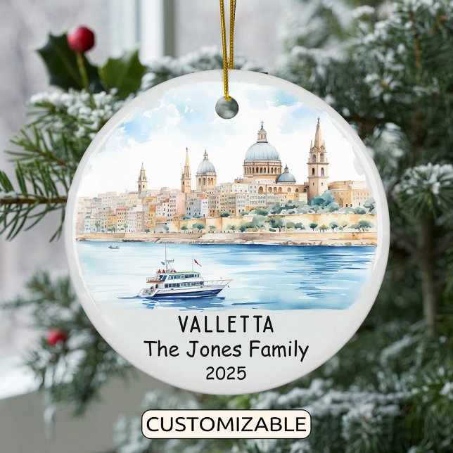 Personalised Valletta Ornament, Malta Ceramic Tree Decoration (Creator Uploaded)
