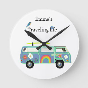 Personalised Van Life Travelling Soul Adventure Round Clock