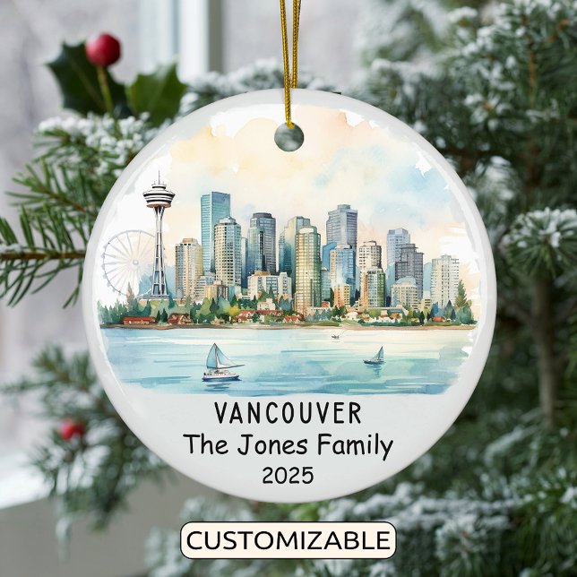 Personalised Vancouver Ornament, Canada Ceramic Tree Decoration (Creator Uploaded)