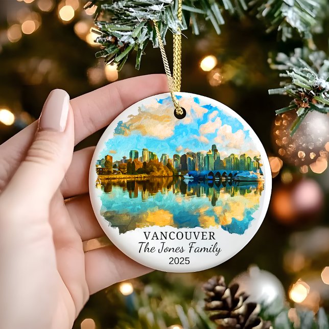 Personalised Vancouver Ornament, Canada Gift Ceramic Tree Decoration (Creator Uploaded)