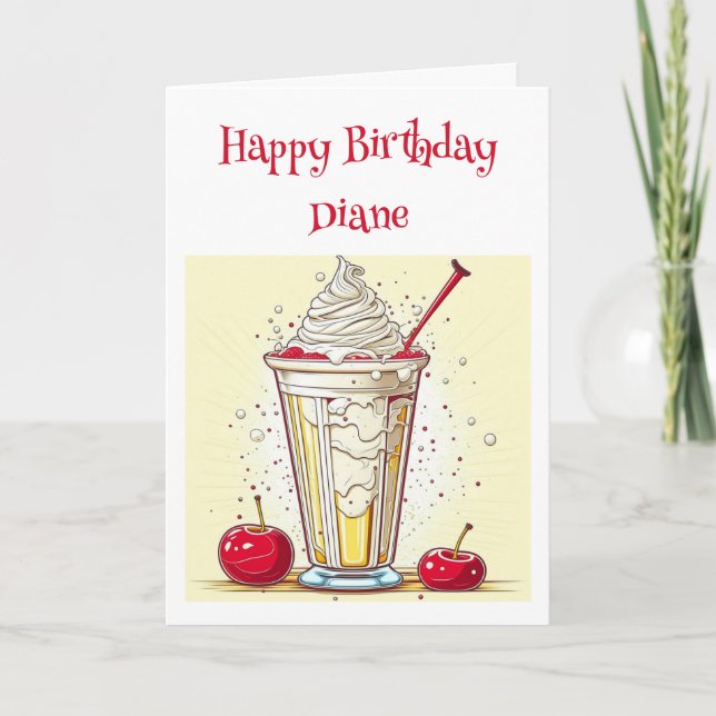 Personalised Vanilla Milkshake Birthday for Her Card (Front)
