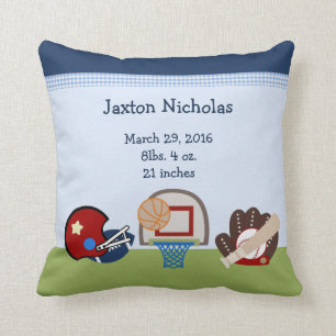 Personalised Varsity Sports Baby Keepsake Cushion
