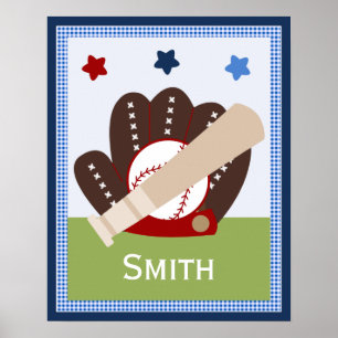 Personalised Varsity Sports Baby Nursery Art Poster