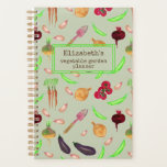 personalised vegetable garden planner<br><div class="desc">Whimsical watercolor vegetables pattern ready to personalise . Plan your vegetable garden for the year or also makes a great gift for a keen gardener .</div>
